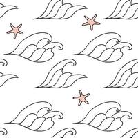 Soft summer waves seamless pattern with gentle rolling waves and pastel tones for a relaxed ocean atmosphere concept as Relaxed ocean atmosphere with gentle rolling waves and paste Dynamics vector