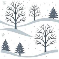 Soft winter seamless pattern with snow covered trees snowdrifts and gentle snowflakes for a peaceful winter scene concept as Peaceful winter pattern with snow covered trees and gen Dynamics vector