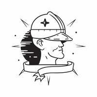 Soldiers profile with a battlefield concept as A soldiers profile merged with a battlefield symbolizing the solemnity of farewells and the weight of duty Perfect for military and Dynamics vector