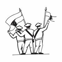Soldiers reuniting with a national flag concept as Soldiers reuniting blended with a national flag symbolizing the honor and pride of returning home Perfect for military and patri Dynamics vector