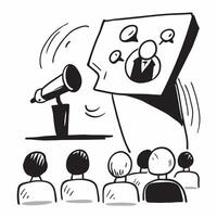 Speaker with audience overlay concept as A speakers profile blended with an audience symbolizing communication and engagement during a townhall meeting Ideal for corporate and com Dynamics vector