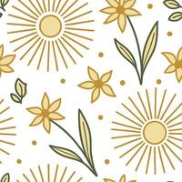 Spring sunshine seamless pattern with warm golden rays and soft light textures for bright uplifting designs concept as Bright spring sunshine pattern featuring golden rays and soft Dynamics vector