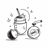 Stability ball and smoothie concept as A stability ball and a smoothie symbolizing the combination of core training and nutrition ideal for clean and isolated designs on a w Dynamics vector