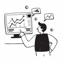 Stock valuation expert analyzing economic indicators concept as A stock valuation expert in an office analyzing economic indicators on a computer highlighting expertise in financia Dynamics vector