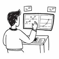 Stock trader monitoring live stock prices on a trading platform concept as A stock trader in a trading room monitoring live stock prices on a trading platform showcasing real time Dynamics vector