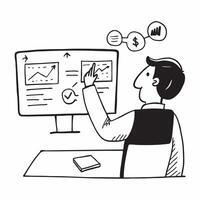 Stockbroker evaluating investment opportunities on a computer concept as A stockbroker in an office evaluating investment opportunities on a computer showcasing analysis and decisi Dynamics vector