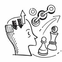 Strategy coach with chess pieces concept as A strategy coachs profile blended with chess pieces representing management coaching and strategic thinking Ideal for corporate and bus Dynamics vector