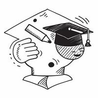 Students profile with a graduation cap concept as A students profile merged with a graduation cap representing the bittersweet farewell of graduation and new opportunities Perfect Dynamics vector