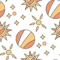 Summer bright seamless pattern with abstract sun shapes and geometric color blocks for a modern summer aesthetic concept as Modern summer pattern with abstract sun shapes and geome Dynamics vector