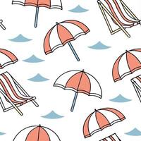 Summer bright seamless pattern with colorful umbrellas and beach chairs for a relaxing coastal design concept as Relaxing beach pattern with colorful umbrellas and beach chairs per Dynamics vector