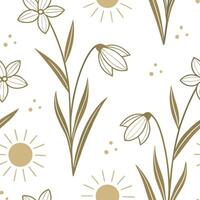 Subtle spring sunshine seamless pattern with soft sun rays and light golden tones for gentle spring designs concept as Subtle spring sunshine pattern with light golden rays and sof Dynamics vector