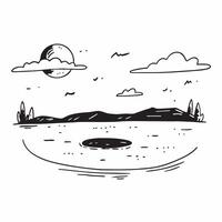 Summer day at a calm lake with clear reflections concept as A serene lake with clear reflections under the bright summer sky perfect for business presentations needing a clean and Dynamics vector