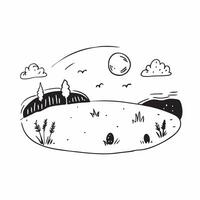 Summer field with grazing animals under a clear sky concept as A serene field with grazing animals under the bright summer sky ideal for business presentations needing a clean and Dynamics vector
