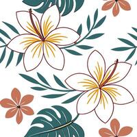 Summer flowers seamless pattern with tropical blooms and bright bold colors for an exotic vibrant feel concept as Exotic summer flowers pattern with tropical blooms and bold bright Dynamics vector