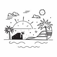Sunset over a tranquil beach with fireworks concept as A serene beach scene with the vibrant colors of sunset and fireworks perfect for business presentations needing a clean and f Dynamics vector