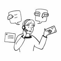 Support agent with headset concept as A support agents profile blended with a headset symbolizing clear communication and efficiency in handling FAQs Perfect for service and tech Dynamics vector