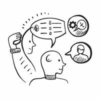 Support team with FAQ knowledge base concept as A support teams profile blended with a FAQ knowledge base symbolizing teamwork and comprehensive support in providing answers Ideal Dynamics vector