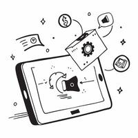 Tablet with holographic AI and quality assurance icons concept as Camera movement Slide across the tablet screen with a focus on glowing holographic AI and quality assurance icons Dynamics vector