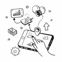Tablet with holographic AI business guide and travel icons concept as Camera movement Slide across the tablet screen with a focus on glowing holographic AI business guide and trave Dynamics Set 2 vector