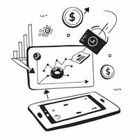 Tablet with holographic AI finance and analytics icons concept as Camera movement Slide across the tablet screen with a focus on glowing holographic AI finance and analytics icons Dynamics vector
