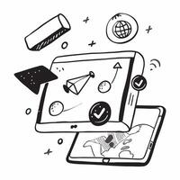 Tablet with holographic AI business tracker and travel icons concept as Camera movement Slide across the tablet screen with a focus on glowing holographic AI business tracker and t Dynamics vector