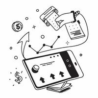 Tablet with holographic AI finance and budget icons concept as Camera movement Slide across the tablet screen with a focus on glowing holographic AI finance and budget icons Scene Dynamics Set 2 vector