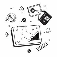 Tablet with holographic AI finance and budget icons concept as Camera movement Slide across the tablet screen with a focus on glowing holographic AI finance and budget icons Scene Dynamics vector