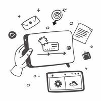 Tablet with holographic AI QA and continuous improvement icons concept as Camera movement Slide across the tablet screen with a focus on glowing holographic AI QA and continuous im Dynamics vector