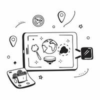 Tablet with holographic AI food tips and world food day icons concept as Camera movement Slide across the tablet screen with a focus on glowing holographic AI food tips and world f Dynamics vector