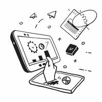 Tablet with holographic AI travel deals and holiday icons concept as Camera movement Slide across the tablet screen with a focus on glowing holographic AI travel deals and holiday Dynamics vector