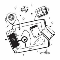 Tablet with holographic AI travel guide and holiday icons concept as Camera movement Slide across the tablet screen with a focus on glowing holographic AI travel guide and holiday Dynamics Set 3 vector
