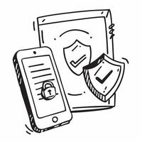 Tablet with Holographic Cybersecurity Icon and Shield Icon concept as A photo featuring a tablet with a glossy glowing holographic cybersecurity icon and shield icon The objects a Dynamics vector
