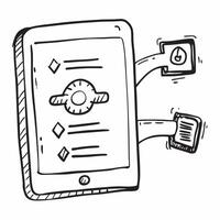 Tablet with Holographic Automation Icon and AI Icon concept as A photo depicting a tablet with a glossy glowing holographic automation icon and AI icon The objects are centrally p Dynamics vector