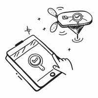 Tablet with Holographic Drone in Healthcare Icon and GPS Icon concept as A photo featuring a tablet with a glossy glowing holographic drone in healthcare icon and GPS icon The obj Dynamics vector