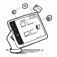 Tablet with Holographic Meeting Icon and Calendar Icon concept as A photo featuring a tablet with a glossy glowing holographic meeting icon and calendar icon The objects are centr Dynamics vector