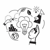 Teacher with eco friendly classroom concept as A teachers profile blended with an eco friendly classroom symbolizing education for sustainability and hope for future generations P Dynamics Set 2 vector