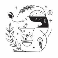 Tea drinker with botanical garden concept as A tea drinkers profile blended with a botanical garden symbolizing the tranquility and natural beauty of enjoying tea in nature Ideal Dynamics vector