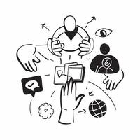 Team with community service icons concept as A team profile blended with community service icons symbolizing commitment to social impact and corporate responsibility Ideal for cor Dynamics vector