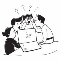 Team sitting in a darkened office looking at a screen showing negative financial results concept as A team of business professionals sitting in a darkened office looking at a scree Dynamics vector