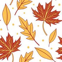 Thanksgiving leaves seamless pattern with rich autumn colors of red orange and yellow for a warm harvest inspired look concept as Warm Thanksgiving pattern with red orange and yell Dynamics Set 15 vector
