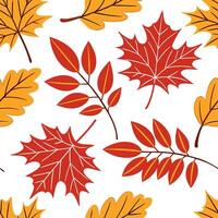 Thanksgiving leaves seamless pattern with rich autumn colors of red orange and yellow for a warm harvest inspired look concept as Warm Thanksgiving pattern with red orange and yell Dynamics Set 11 vector