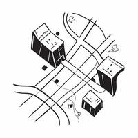 Top view of a city grid with overlay of transportation routes symbolizing urban mobility in double exposure with copy space concept as A top view of a city grid intertwined with t Dynamics vector