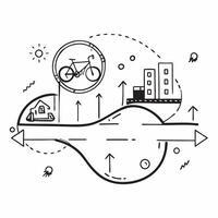 Top view of a cityscape with overlay of tech symbols symbolizing digital transformation in double exposure with copy space concept as A top view of a cityscape blended with tech s Dynamics vector