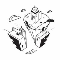Top view of a cityscape with overlay of tech symbols symbolizing digital transformation in double exposure with copy space concept as A top view of a cityscape blended with tech s Dynamics Set 6 vector