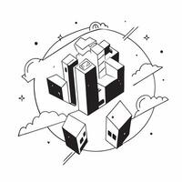 Top view of a cityscape with overlay of tech symbols symbolizing digital transformation in double exposure with copy space concept as A top view of a cityscape blended with tech s Dynamics Set 7 vector