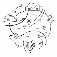 Top view of a city with drone paths overlay symbolizing futuristic delivery in double exposure with copy space concept as A top view of a city blended with drone paths representin Dynamics vector