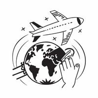 Travelers silhouette with a departing airplane concept as A travelers silhouette blended with a departing airplane symbolizing farewells and new beginnings Ideal for travel and ad Dynamics vector