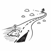 Travelers silhouette with a fading path concept as A travelers silhouette combined with a fading path symbolizing the journeys end and farewells Ideal for travel and reflective ad Dynamics vector