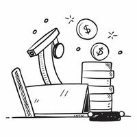 Treadmill and coin stack concept as A treadmill and a stack of coins combining physical fitness with financial accumulation ideal for clean and isolated designs in Photo St Dynamics vector