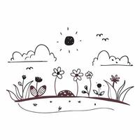 Tranquil summer garden with colorful flowers concept as A serene garden in full bloom with a variety of colorful flowers under a bright summer sky ideal for business presentations Dynamics vector